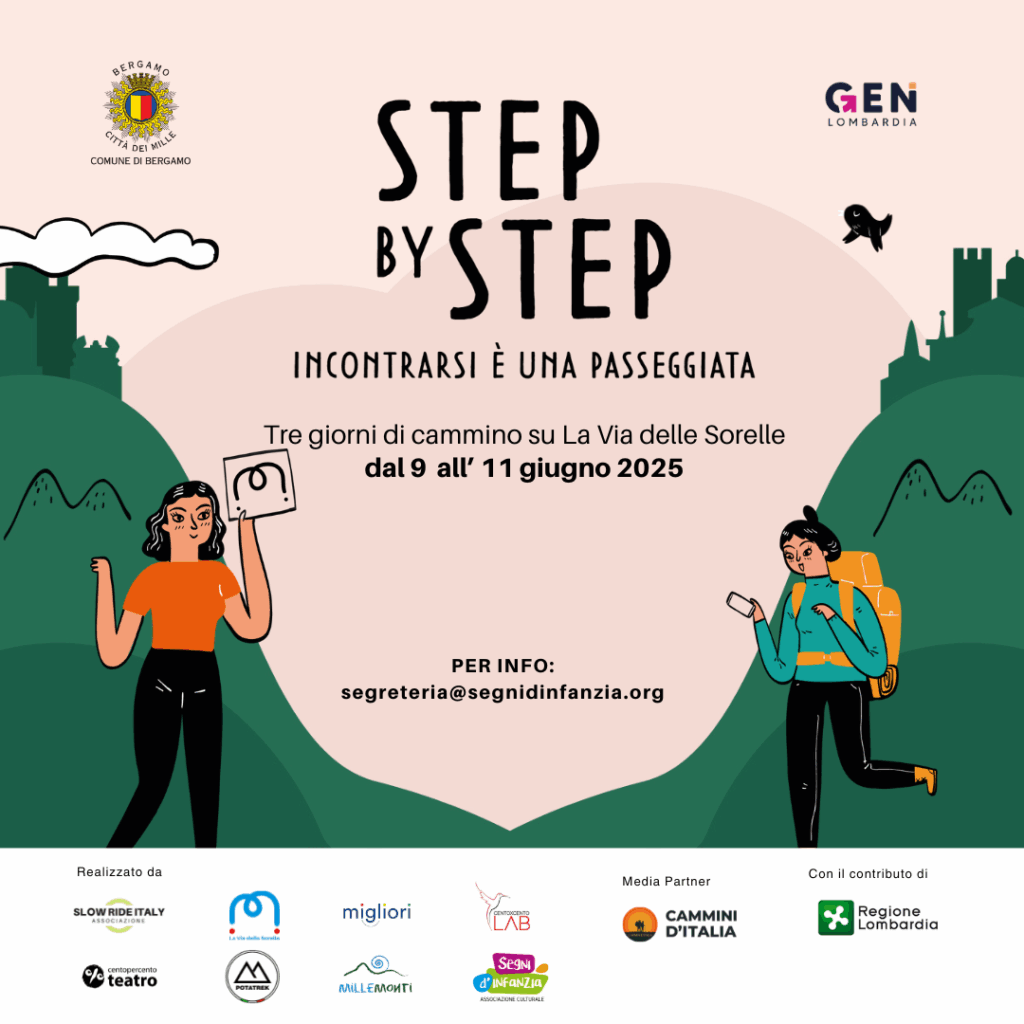 Giovani camminatori lungo La Via delle Sorelle durante Step by Step 2025