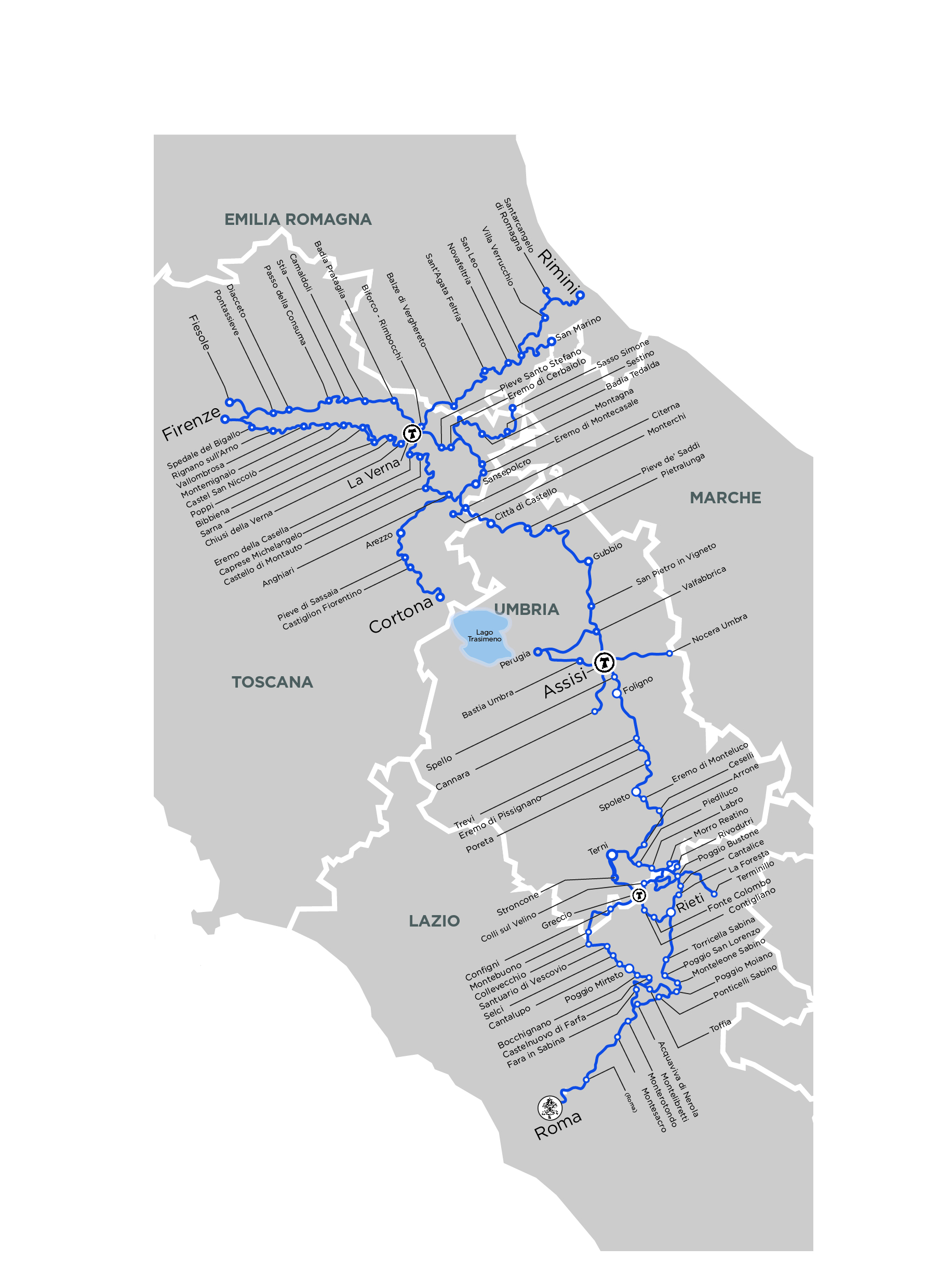 Mappa Vie e Cammini di San Francesco