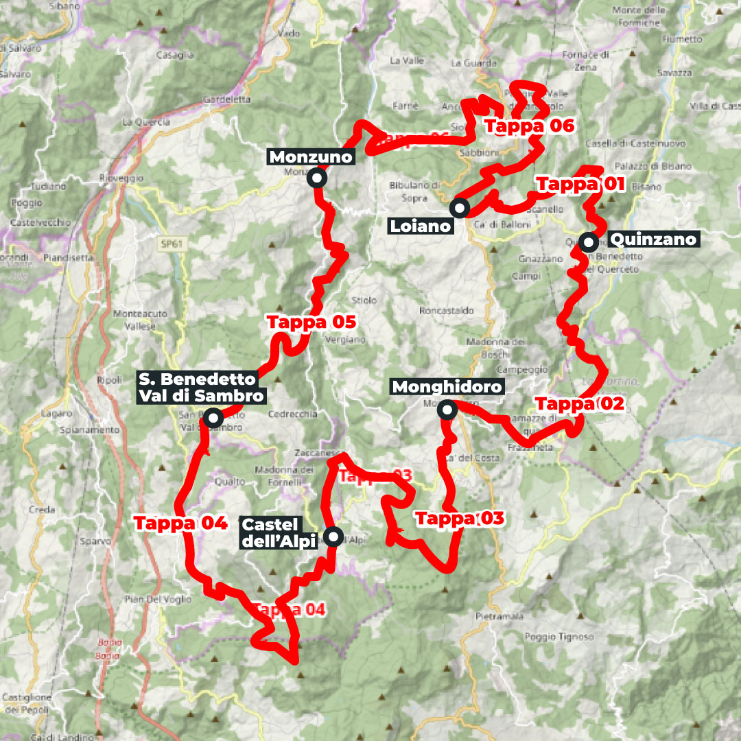 Mappa del percorso: Bologna Montana Art Trail