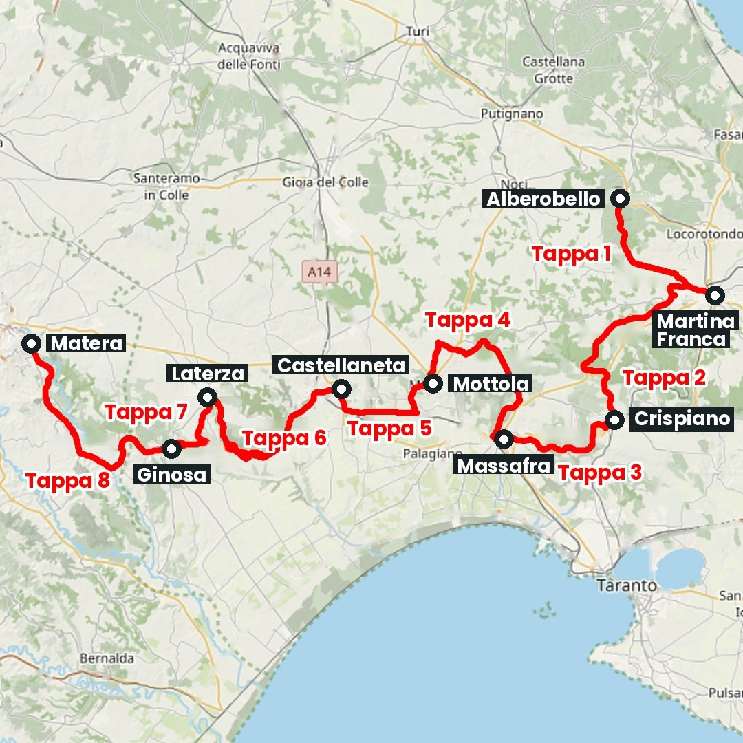 Mappa del percorso: Cammino Materano