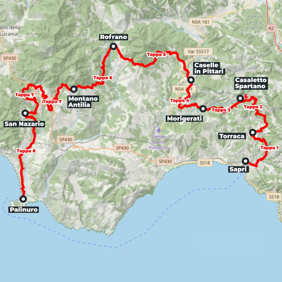 Mappa del percorso: Cammino di San Nilo