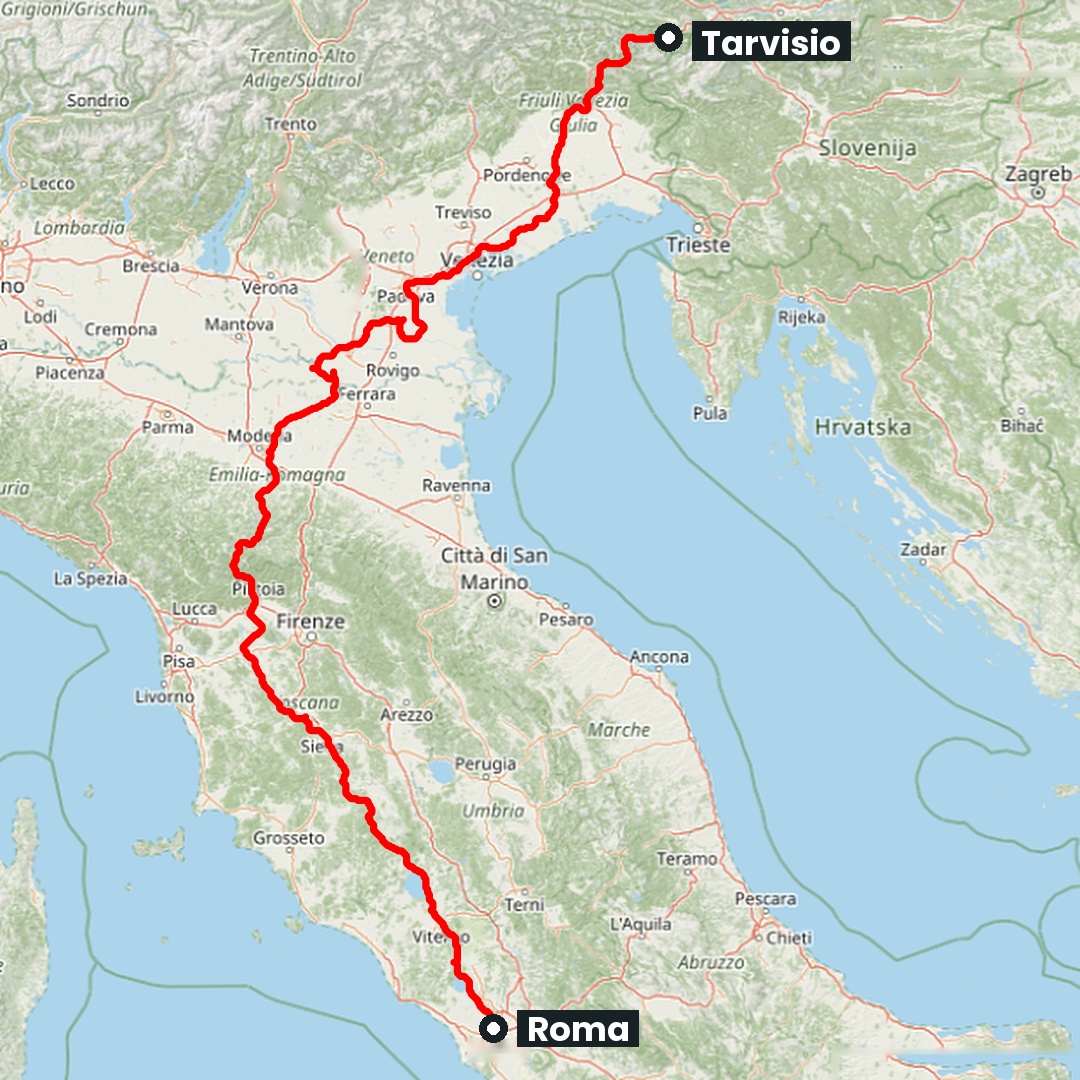 Mappa del percorso: Romea Strata